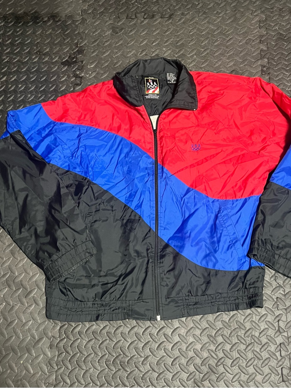 Classic Colorblock Windbreaker Jacket - Red, Blue, Black